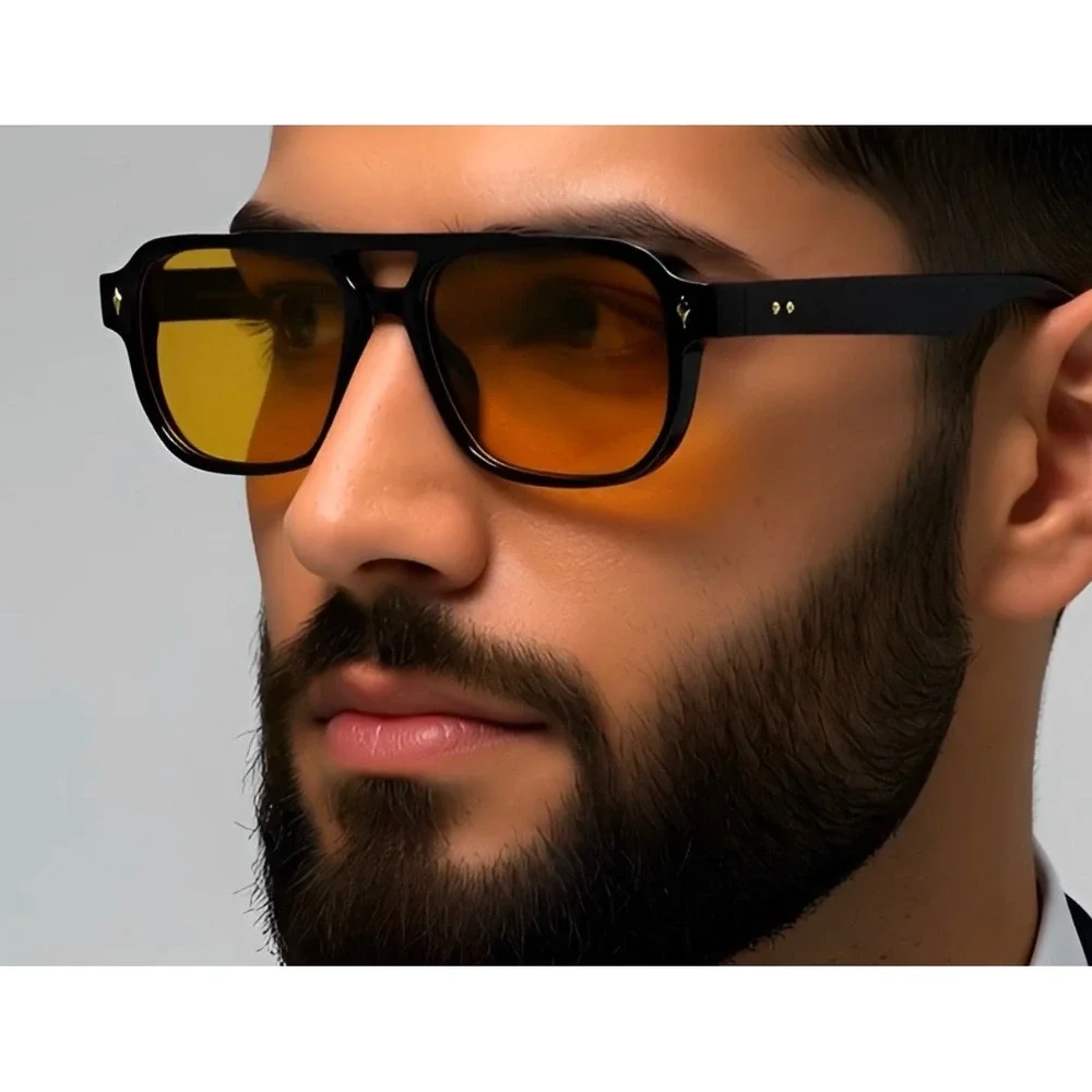 Men‎ Sunglasses Retro 70s Style Amber Tint Streetwear Hip Hop Vintage Shades New